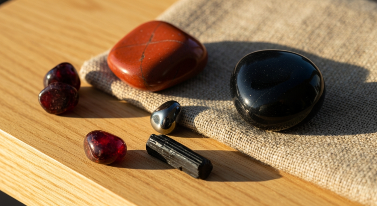 Pierres pour l'enracinement — guide pratique pour le chakra racine (Muladhara)