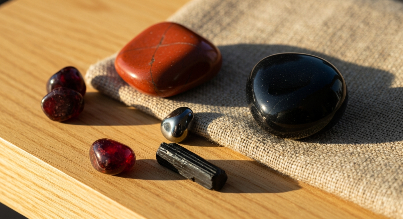Pierres pour l'enracinement — guide pratique pour le chakra racine (Muladhara)