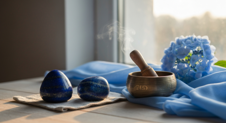 Bleu et voix : sens et symbolique du chakra de la gorge (Vishuddha)