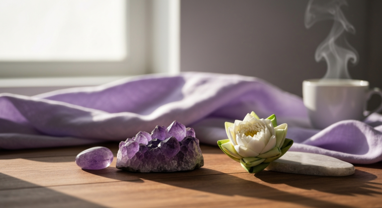 Le violet et le blanc du chakra coronal (Sahasrara) : sens, images et usages