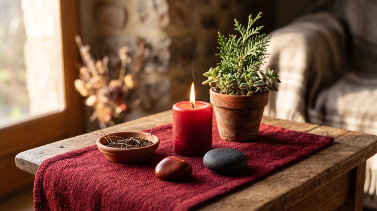 Un autel d'ancrage pour le chakra racine (Muladhara) — guide pratique